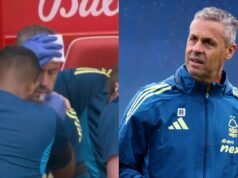 Manajer Nottingham Forest membutuhkan jahitan setelah perayaan gol yang terlalu antusias