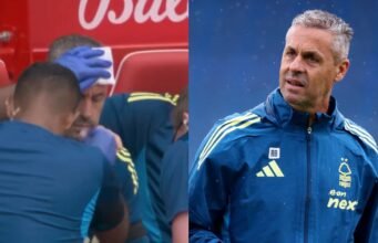 Manajer Nottingham Forest membutuhkan jahitan setelah perayaan gol yang terlalu antusias