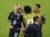 Migue Almiron melihat warna merah bersejarah untuk menutupi mulutnya saat sepuluh pemain Paraguay menyingkirkan Turki